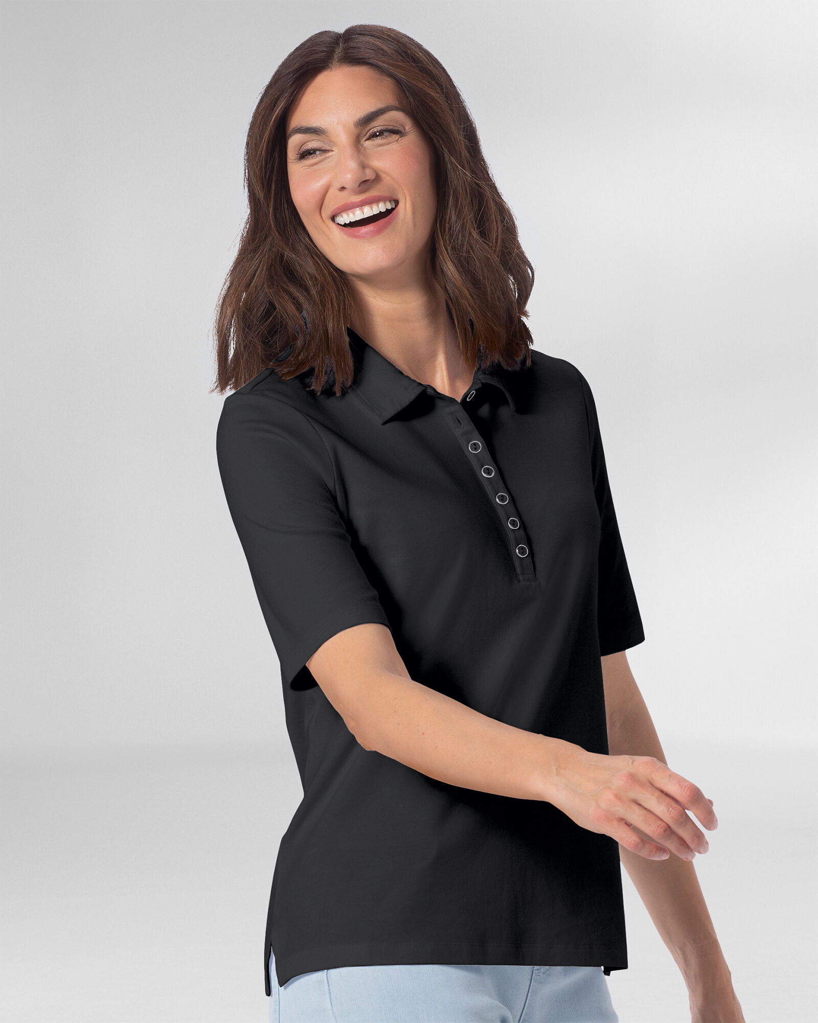 Women's polo shirts top with elbow length sleeves