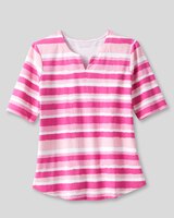 Prima™ Cotton Painted-Stripe Notch-Neck Tee thumbnail number 1