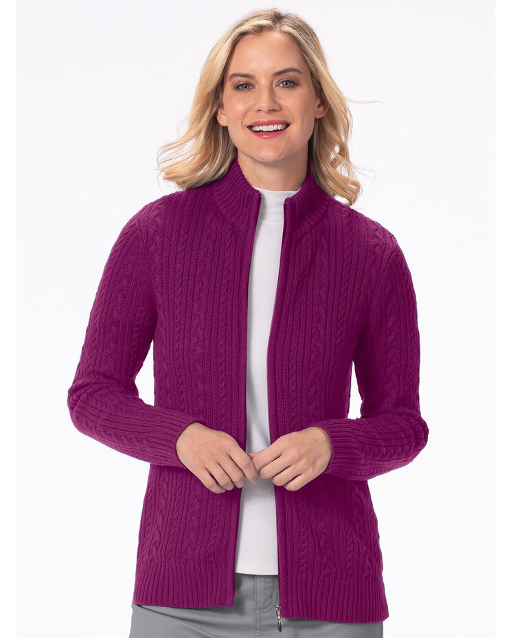 Iconic Cable Zip Cardigan Sweater image number 1