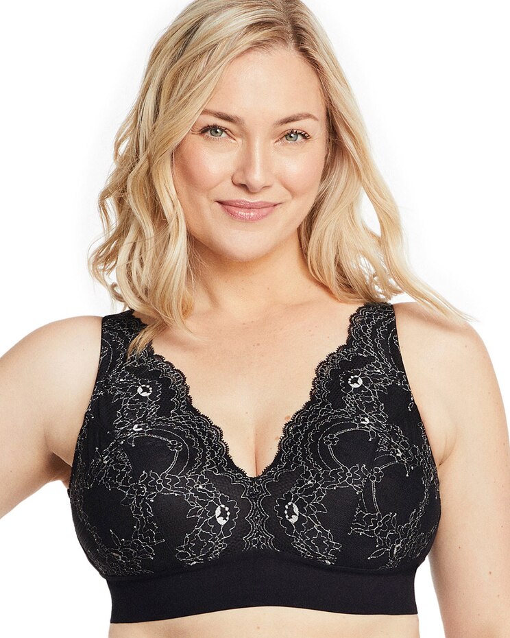 Glamorise® Full Figure Lace Plunge Bralette Wirefree image number 1