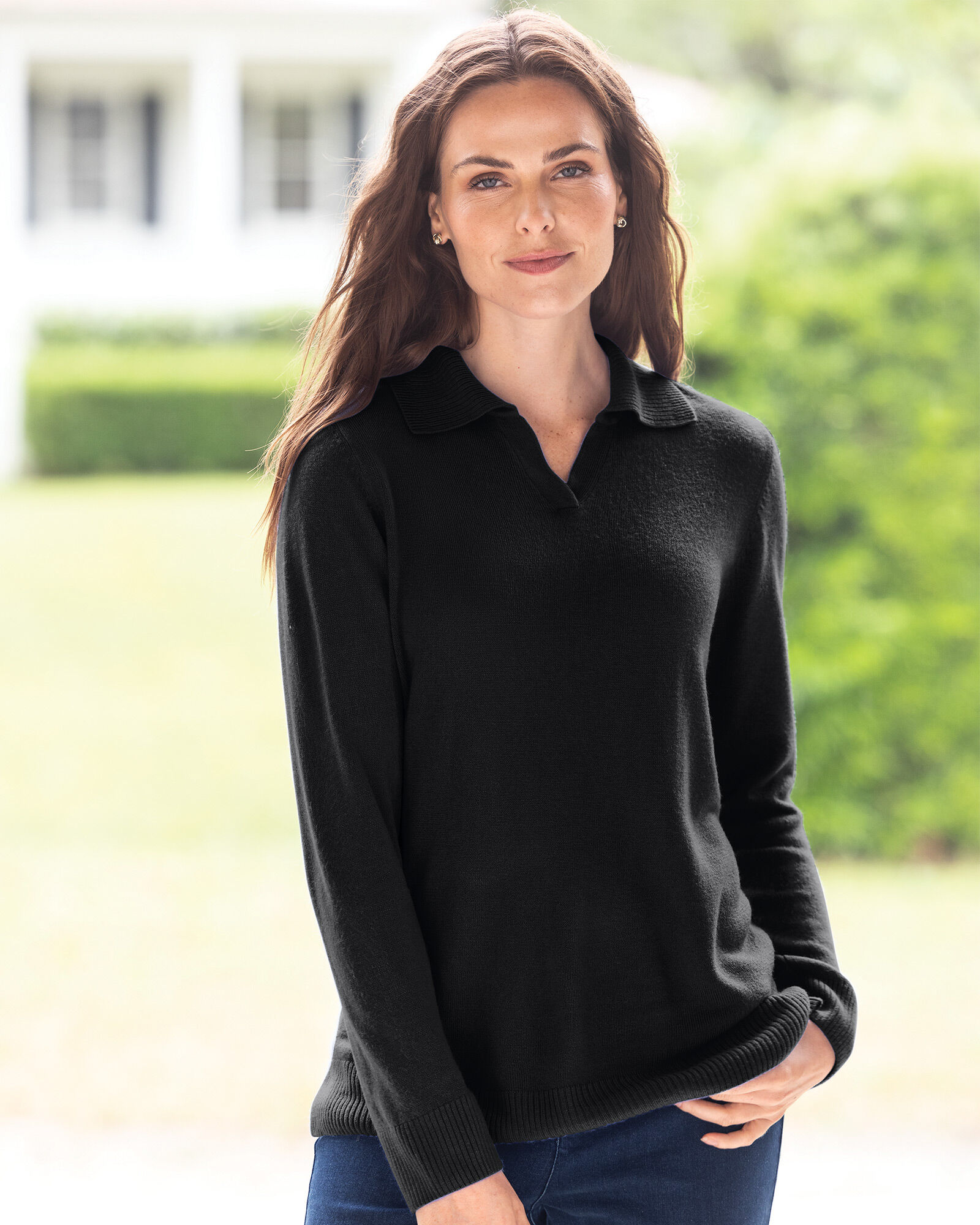 Polo collar sweater women's shop