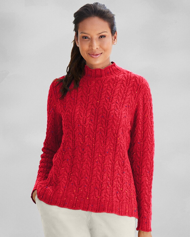 Donegal Braided Cabled Mockneck Sweater image number 1