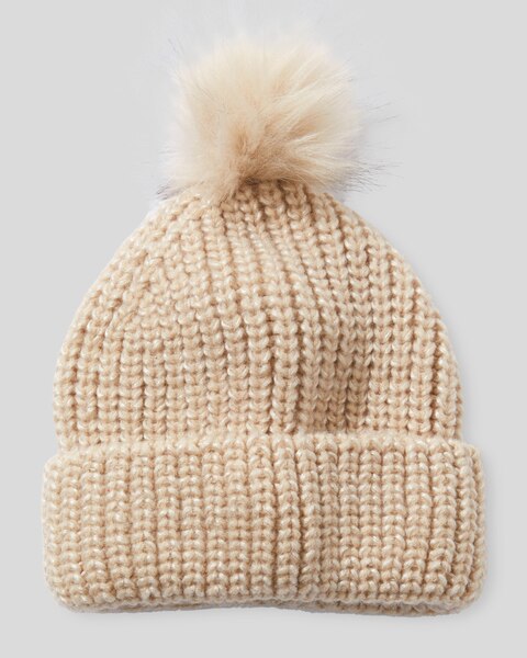 Shimmery Knit Pom-Pom Hat