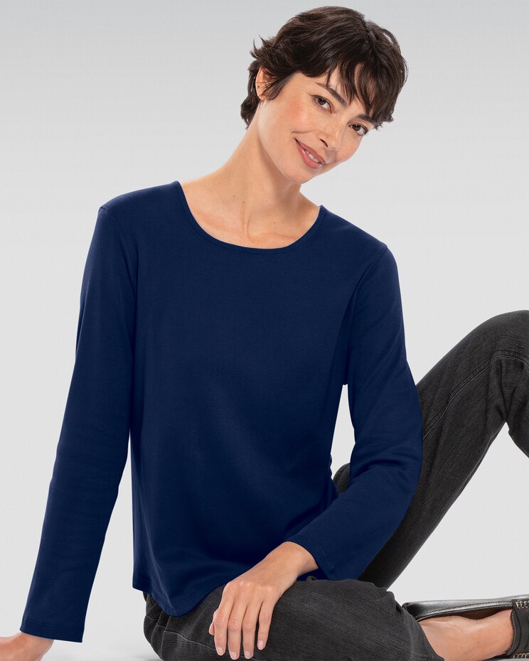 Coastal Cotton Long-Sleeve Solid Scoopneck Tee image number 1