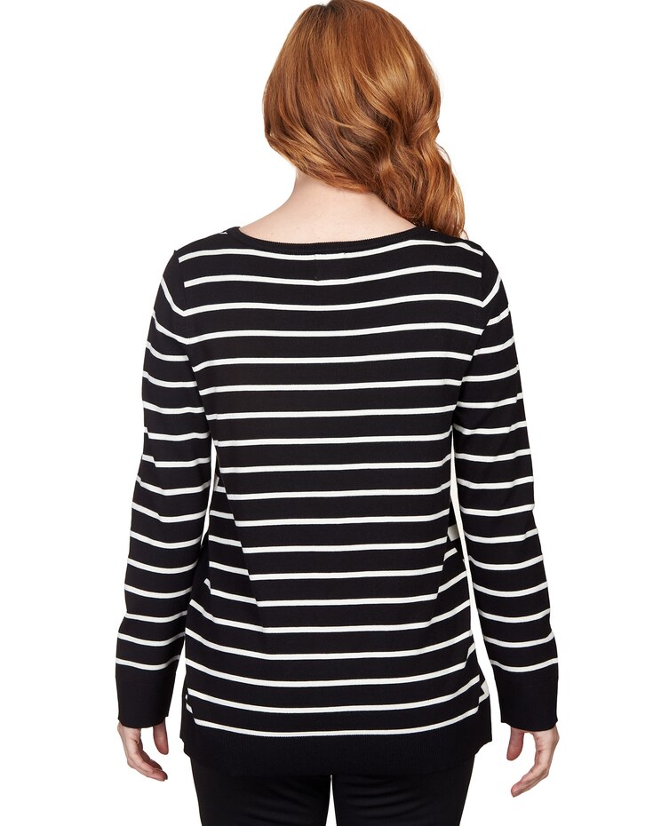Ruby Rd® Striped Fold Over Sweater image number 2