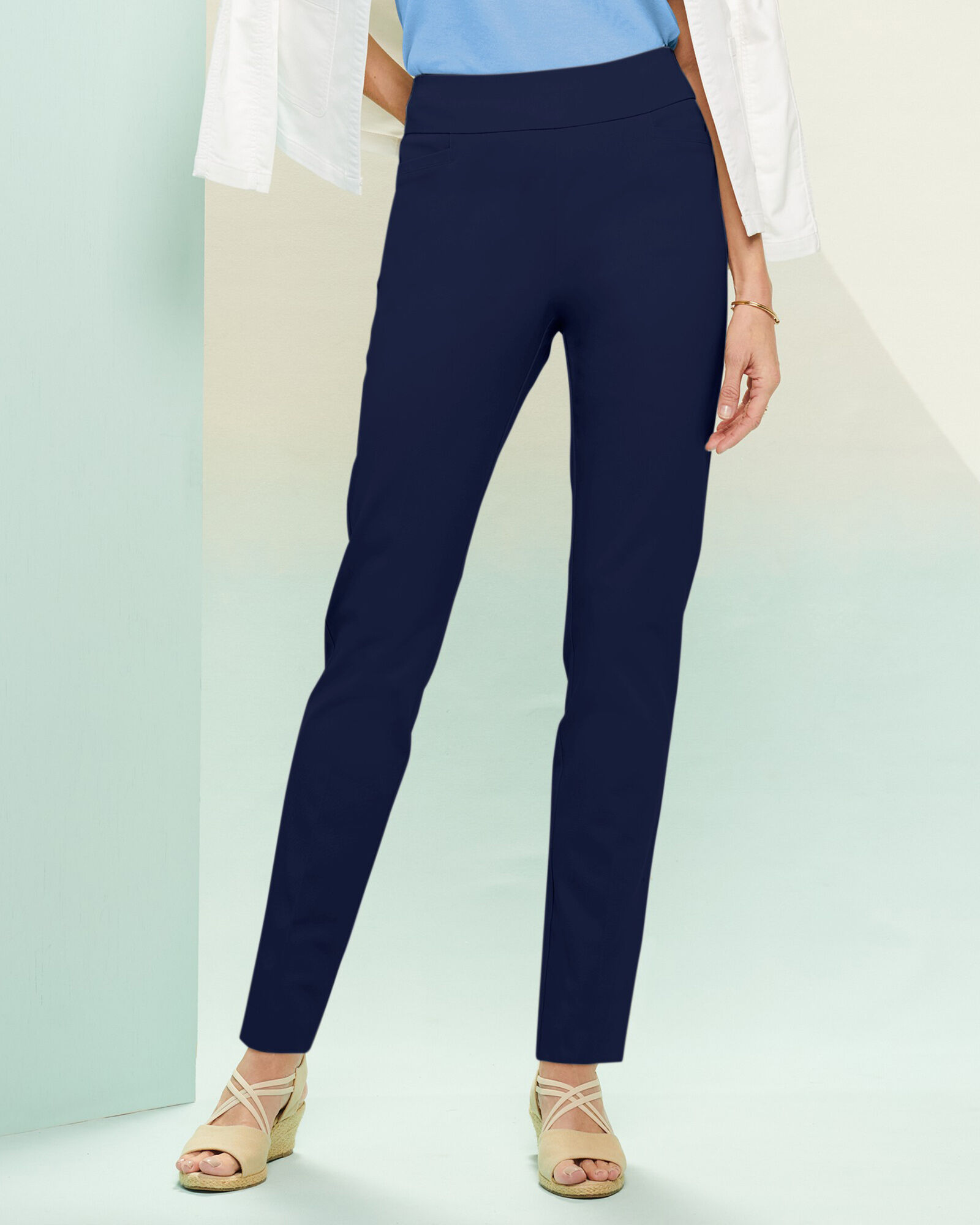 【magine】STRETCH NYLON TAPERED PANTS Jones New York Bi-Stretch Tapered Straight Leg Woven Pants