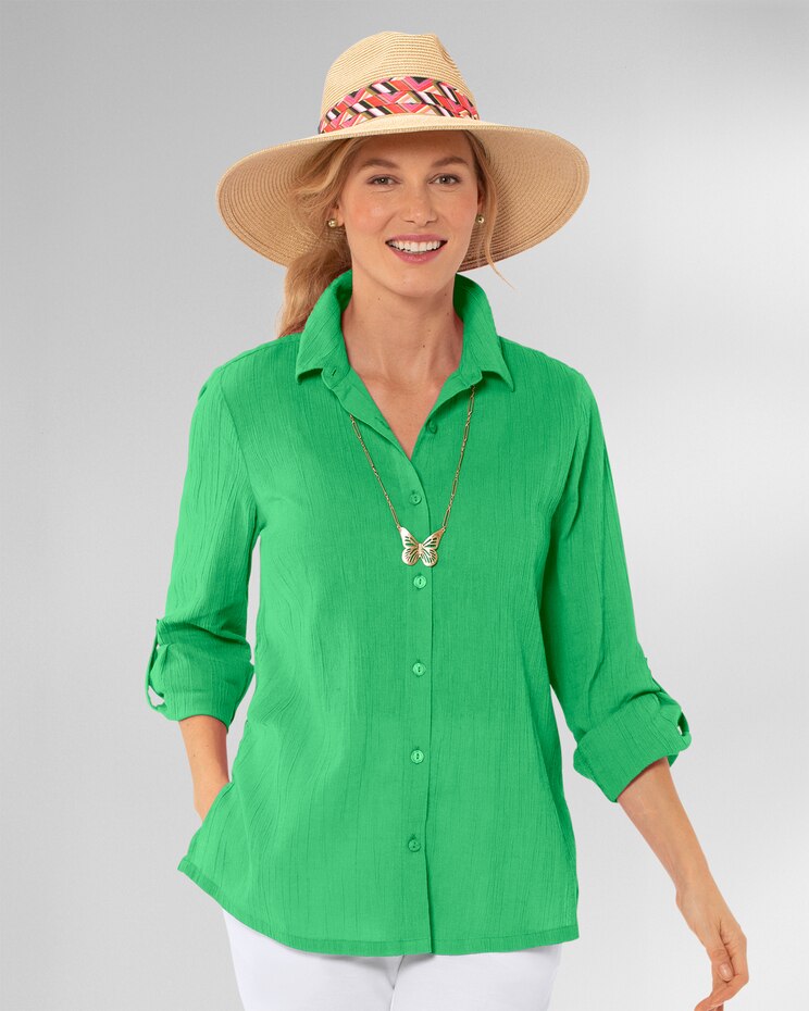 Crinkled Cotton Solid Shirt image number 1