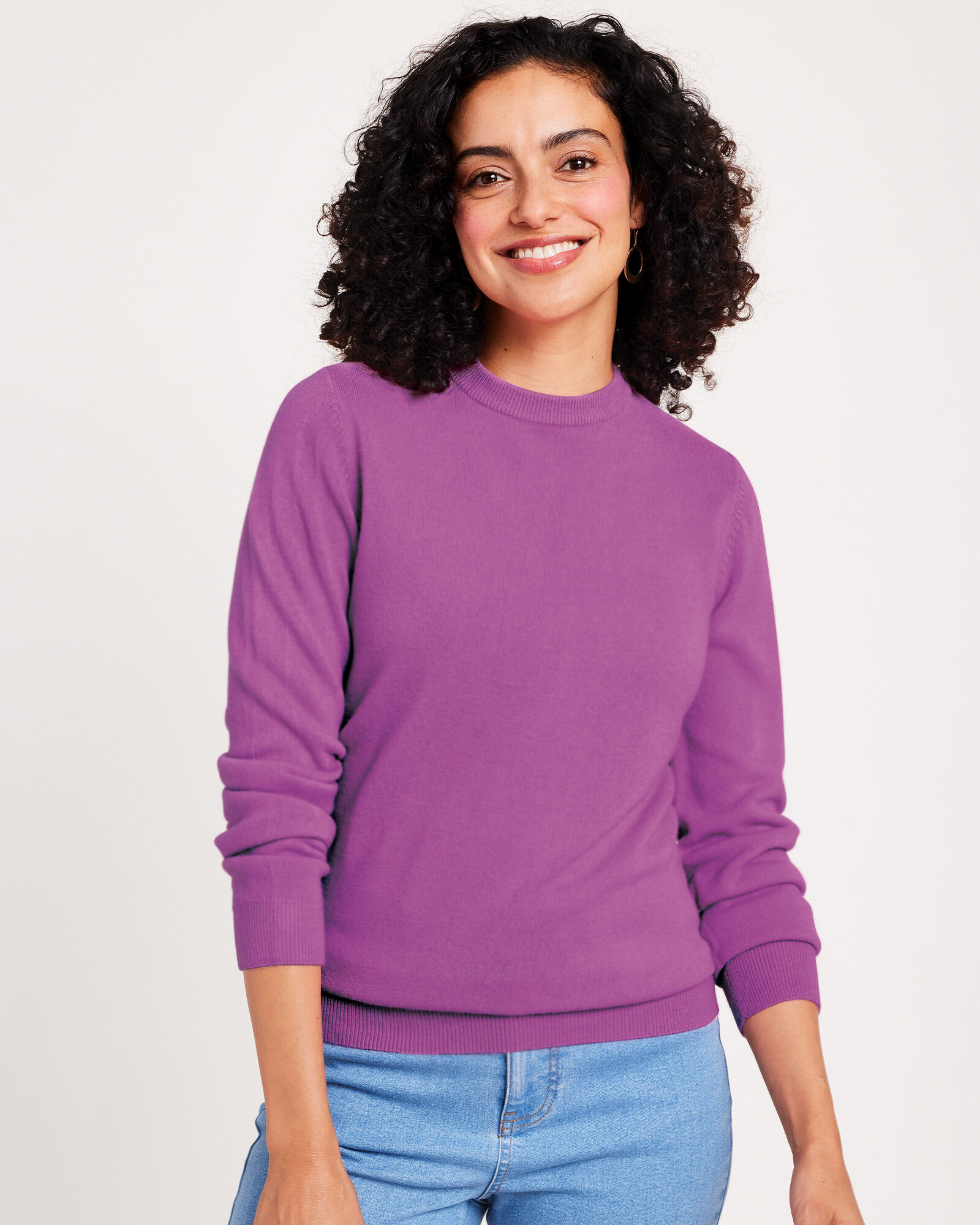 Long Sleeve Cashmere Like Crewneck Sweater