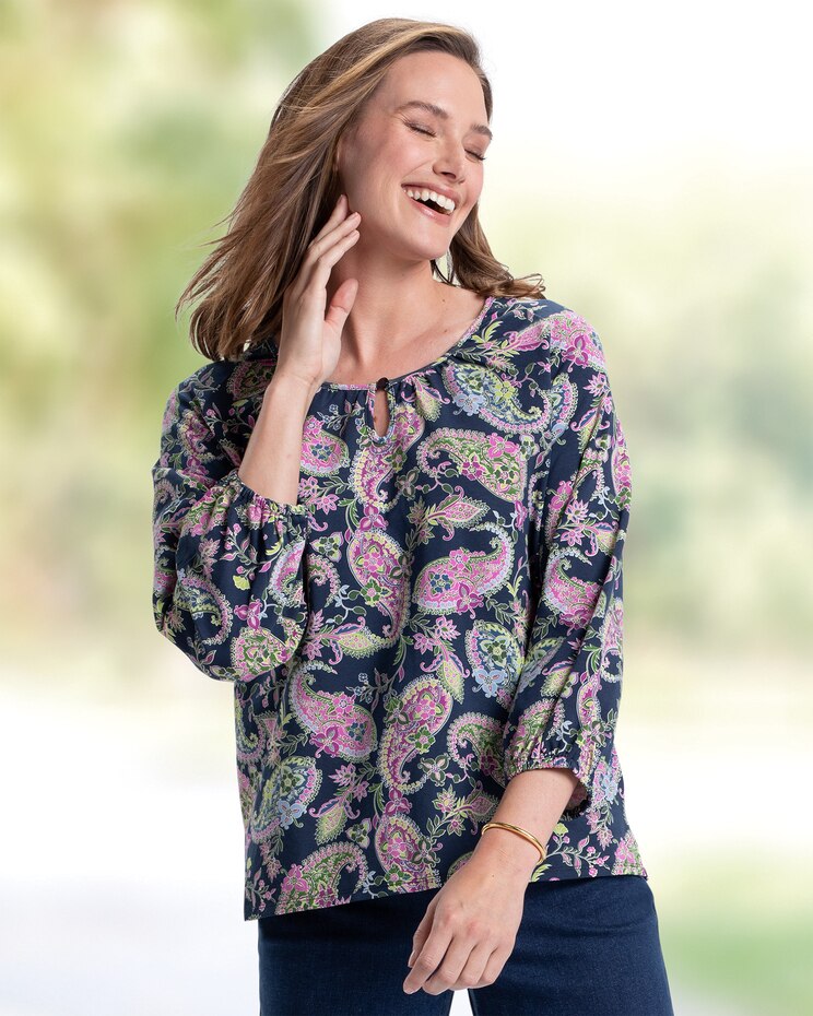 Luxe Jersey Paisley-Print Popover image number 1