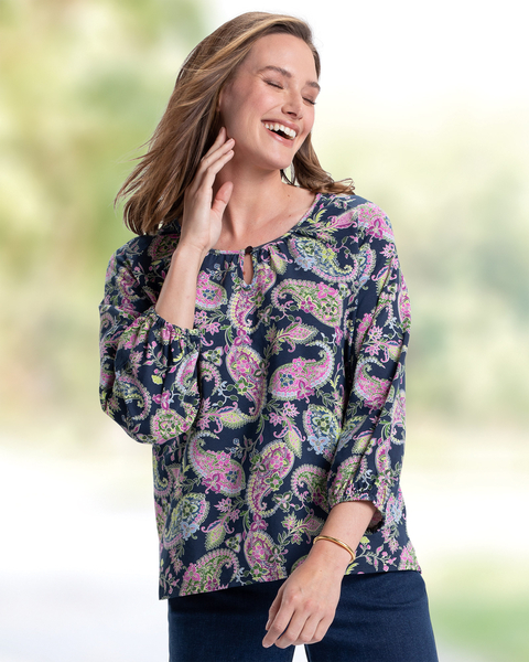 Luxe Jersey Paisley-Print Popover