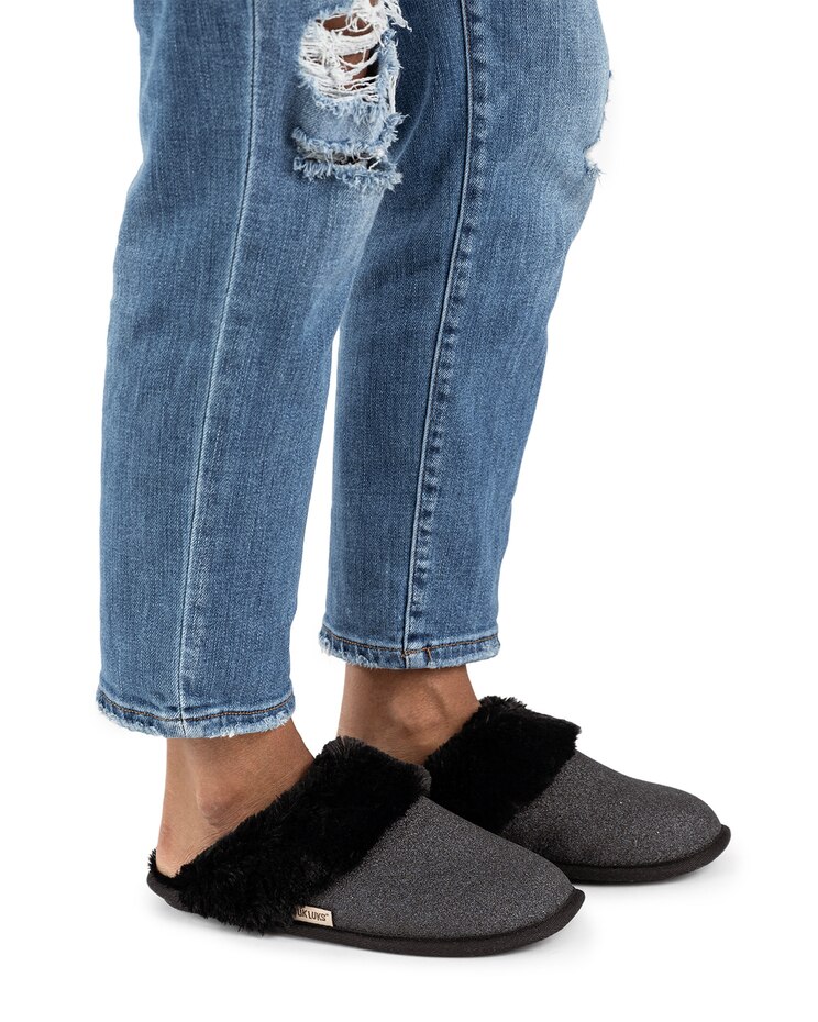 MUK LUKS® Women's Angled Sparkle Scuff Slippers image number 4