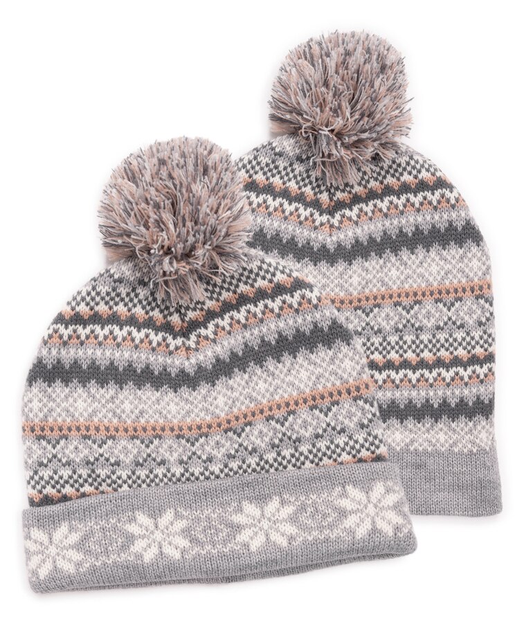 MUK LUKS® Womens Slouchie Beanie With Patterned Turnback Cuff image number 2