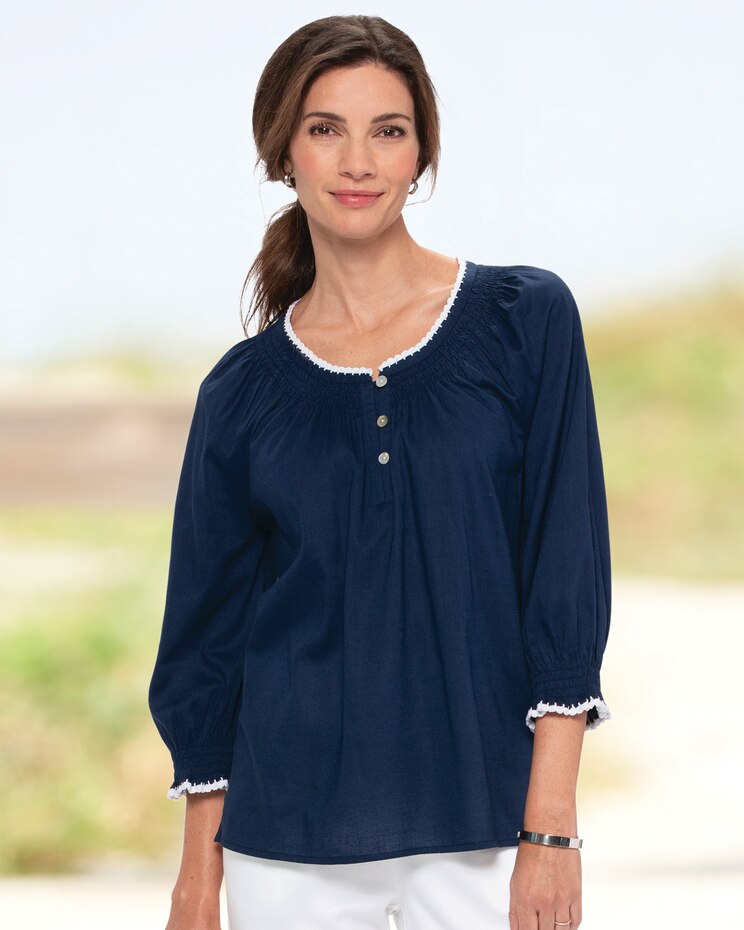 Smocked Cotton Popover image number 1