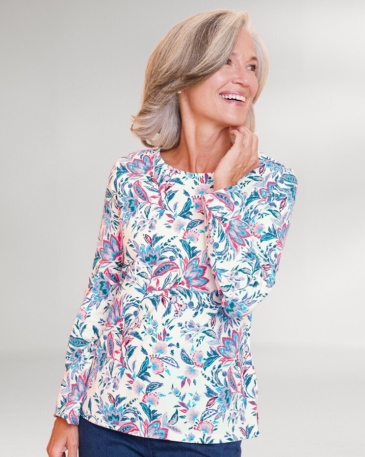 Prima™ Cotton Jacobean Paisley Long-Sleeve Tee image number 1