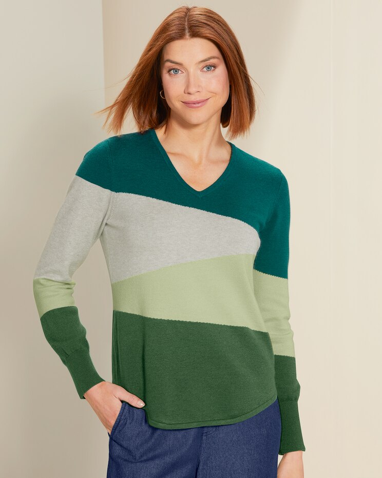 Colorblocked V-Neck Sweater image number 1