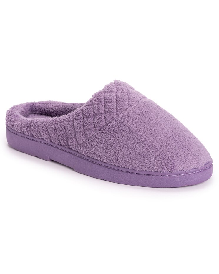 MUK LUKS® Women's Micro Chenille Quilt Trimmed Clog Slippers image number 1