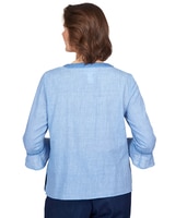 Alfred Dunner® Moody Blues Scroll Center Embroidery V-Neck Top thumbnail number 2