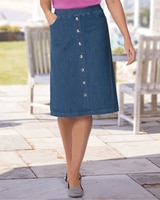 Liberty Knit Denim Button-Front Midi Skirt thumbnail number 1