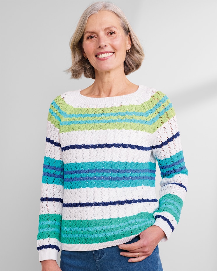 Bayside Cotton Textured-Stripe Pullover image number 1