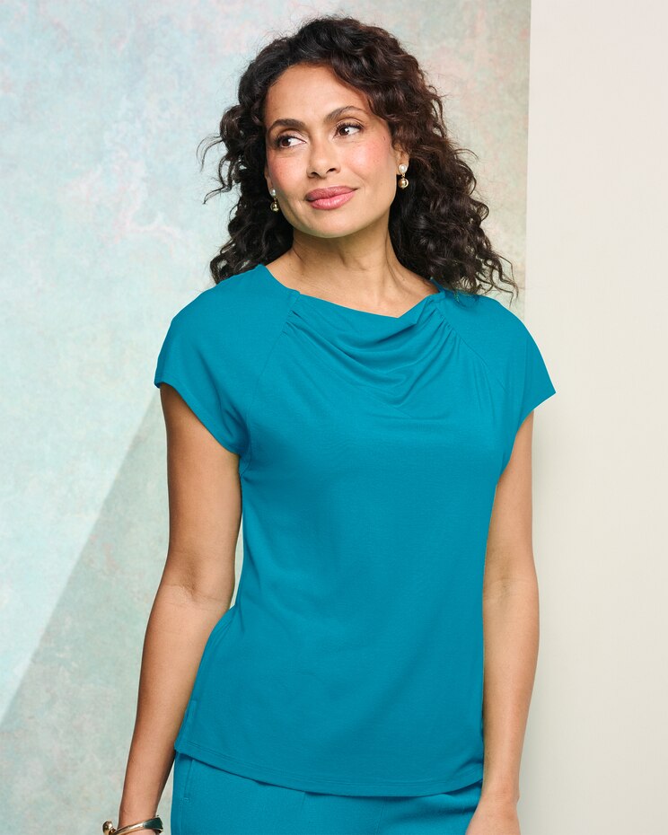 Silky Knit Drape Top image number 1