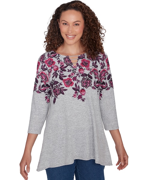Ruby Rd® Cozy Season Knit Floral Vine Top