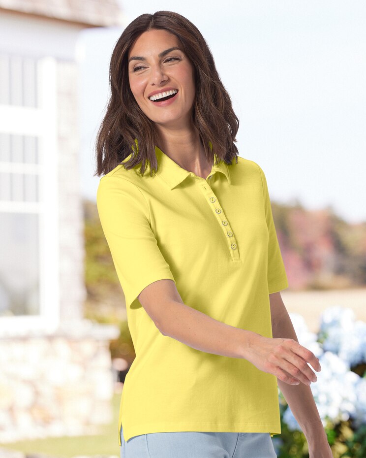 Essential Cotton Elbow-Sleeve Polo image number 1