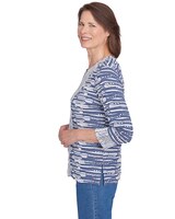 Alfred Dunner® Lake Victoria Split Neck Spliced Blue Top thumbnail number 4