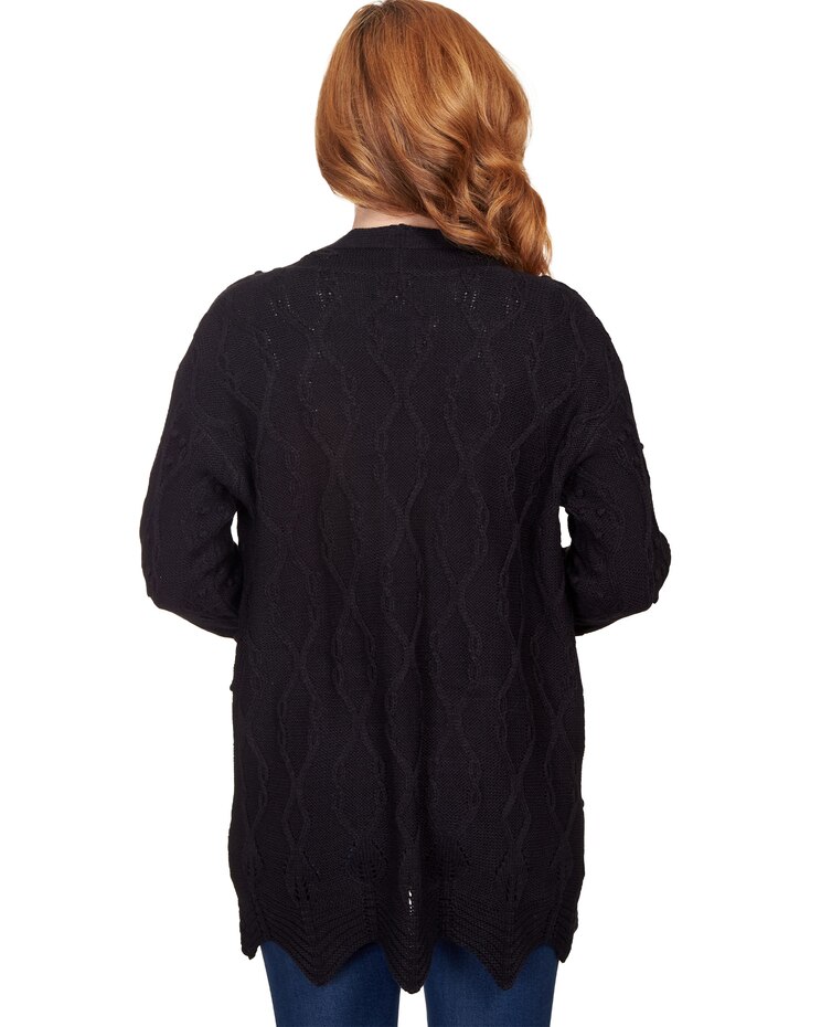 Ruby Rd® Solid Textured Zigzag Hem Open Cardigan image number 2