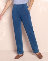 Classic Knit Denim Straight Leg Pants thumbnail number 1