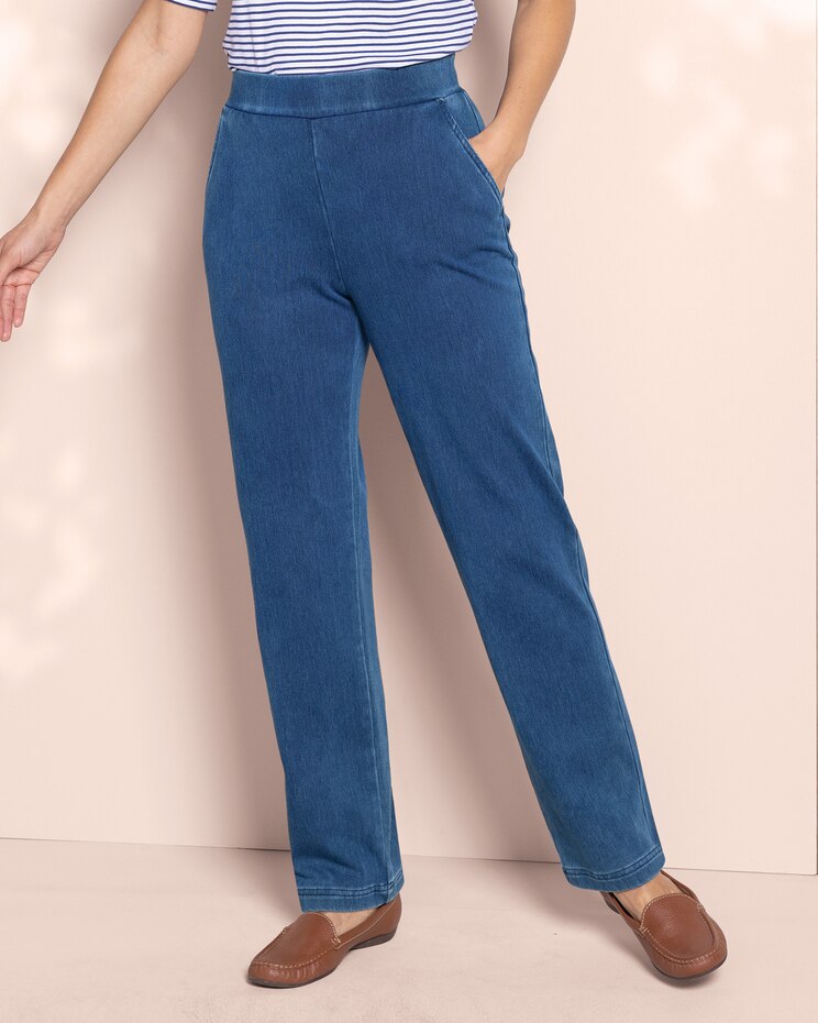 Classic Knit Denim Straight Leg Pants image number 1