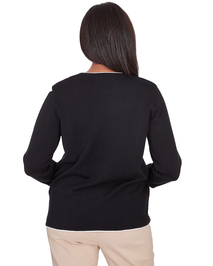 Alfred Dunner® Neutral Territory Star Patch Crew Neck Sweater image number 2