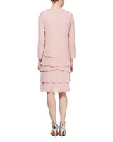 S.L. Fashions Lace Shoulder Beaded Tiered Dress thumbnail number 3