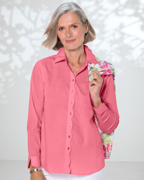 Foxcroft® Scallop-Edge Non-Iron Shirt
