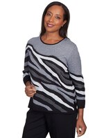 Alfred Dunner® Animal Jacquard Crew Neck Sweater thumbnail number 3