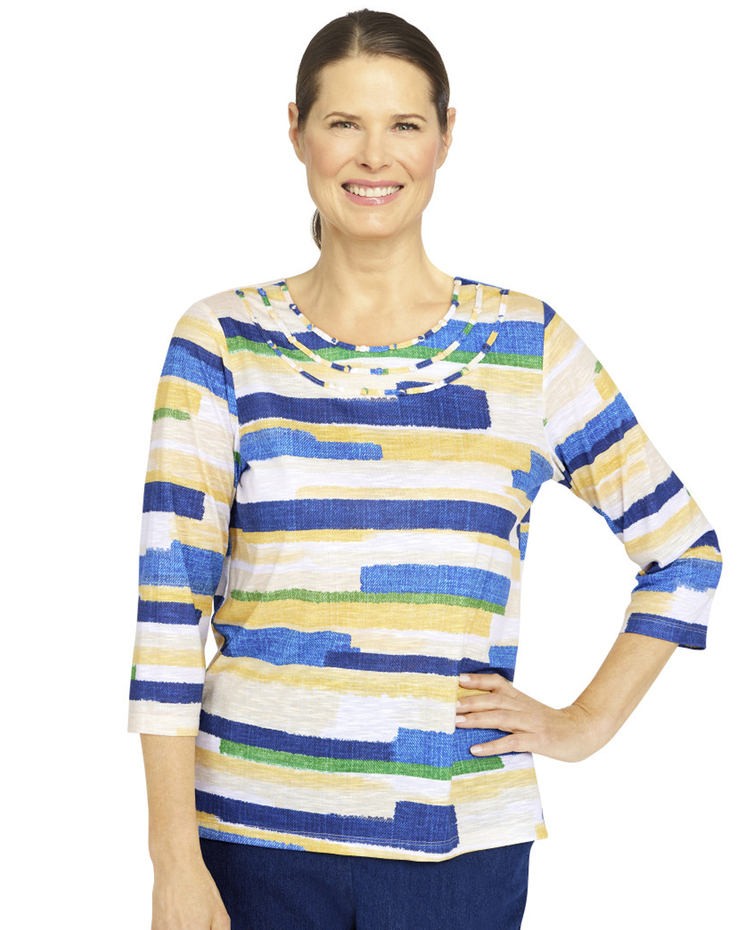 Alfred Dunner® Bright Idea Etched Stripe Top image number 1