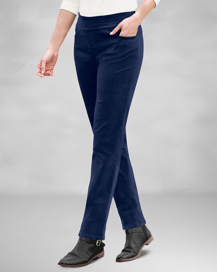 SlimSation® Tapered-Leg Pincord Pants image number 1