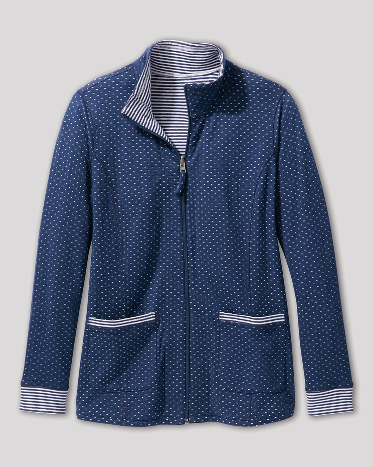 Reversible Stripe & Dot Knit Zip Jacket image number 3