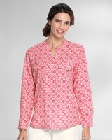 Silky Print Long-Sleeve Utility Blouse thumbnail number 1