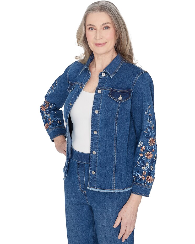 Alfred Dunner® Scottsdale Floral Embroidered Fringe Jacket image number 3