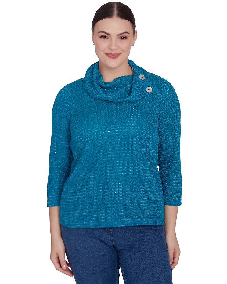Ruby Rd® Must Haves Knit Cowl Sequin Top image number 1