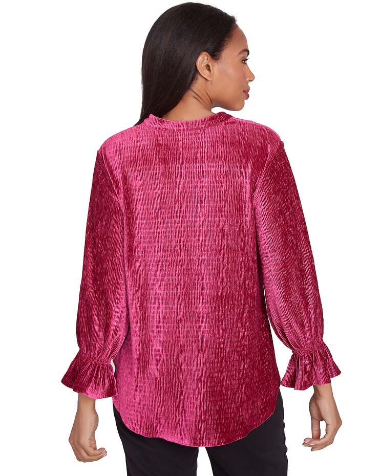 Ruby Rd® Berry Glam Knit Smock Velvet Top image number 3