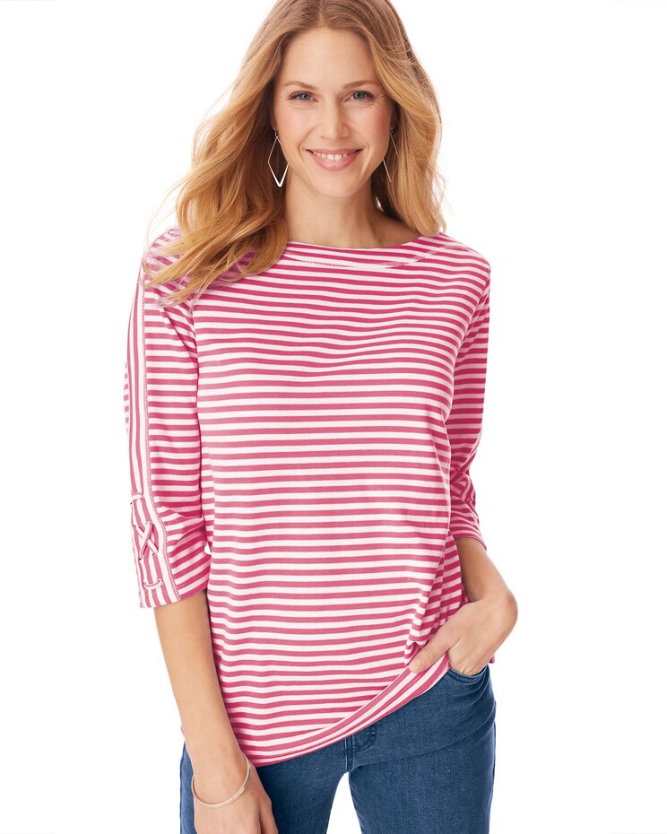Three-Quarter Sleeve Criss-Cross Sailor Top image number 2