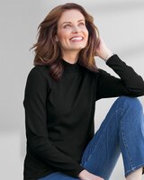 Essential Cotton Long-Sleeve Solid Mockneck thumbnail number 1