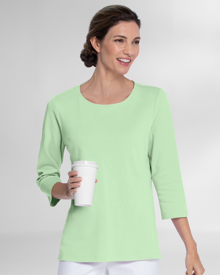 Essential Cotton Solid Jewelneck Tee image number 1