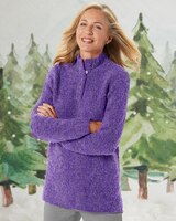 Luxe Bouclè Mockneck Henley thumbnail number 1