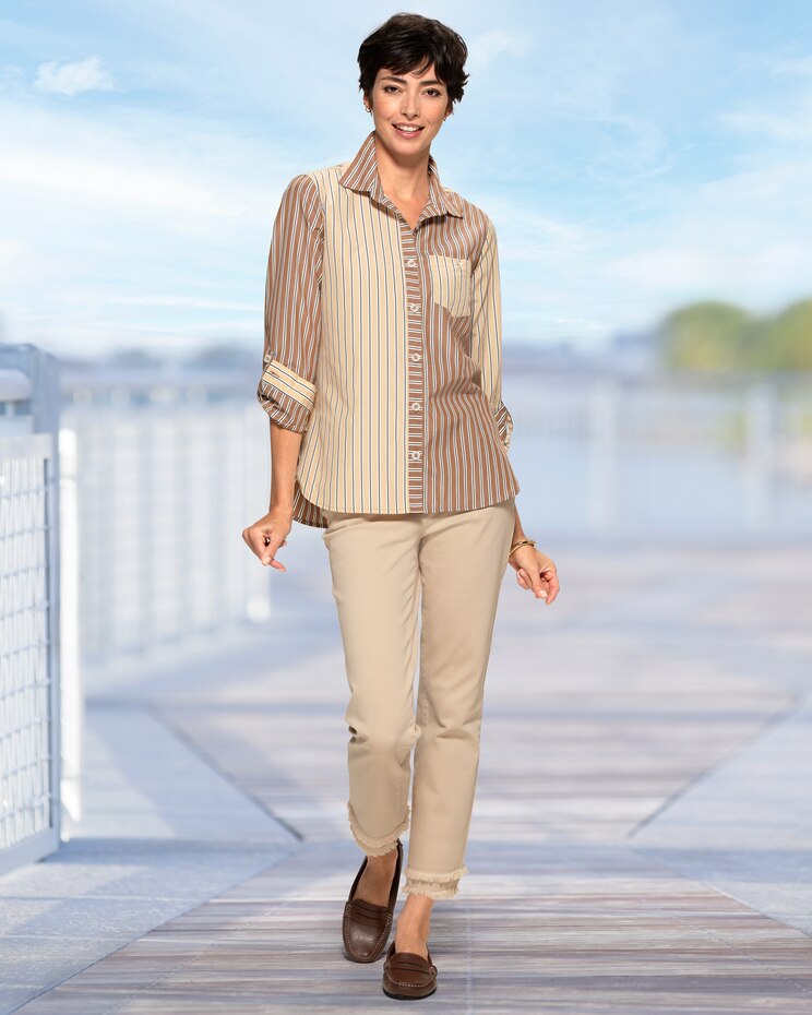 Color-Block Stripe Shirt image number 3
