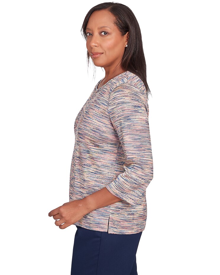 Alfred Dunner® A Fresh Start Space Dye Split Hem Top image number 4