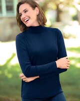 Essential Cotton Long-Sleeve Solid Turtleneck thumbnail number 1