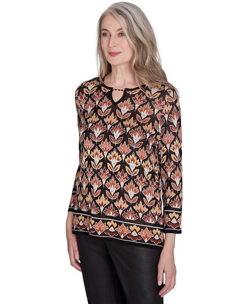 Alfred Dunner® Rue Rivoli Cozy Beaded Split Neck Top