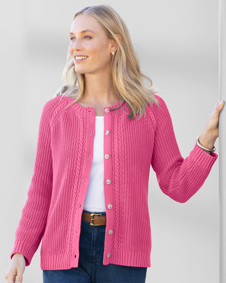 Bayside Cotton Shaker-Stitch Cardigan image number 1